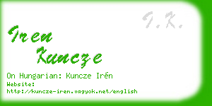 iren kuncze business card